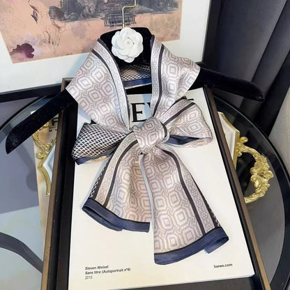 Seidenschal „Graphic Harmony“ – 145 cm, schmales Design aus reiner Seide