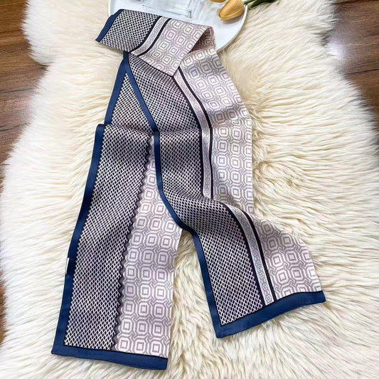 Seidenschal „Graphic Harmony“ – 145 cm, schmales Design aus reiner Seide